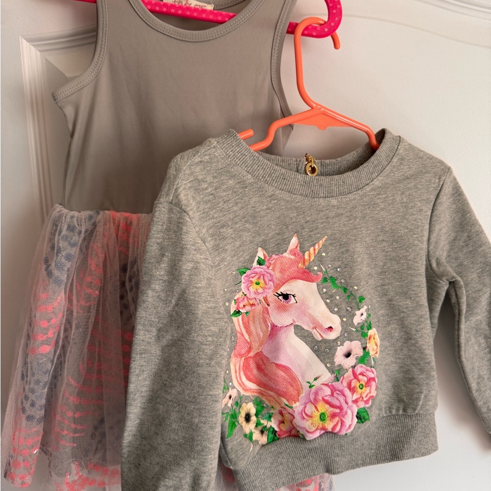 Truly Me Gray Unicorn Sweatshirt with Pink Accents